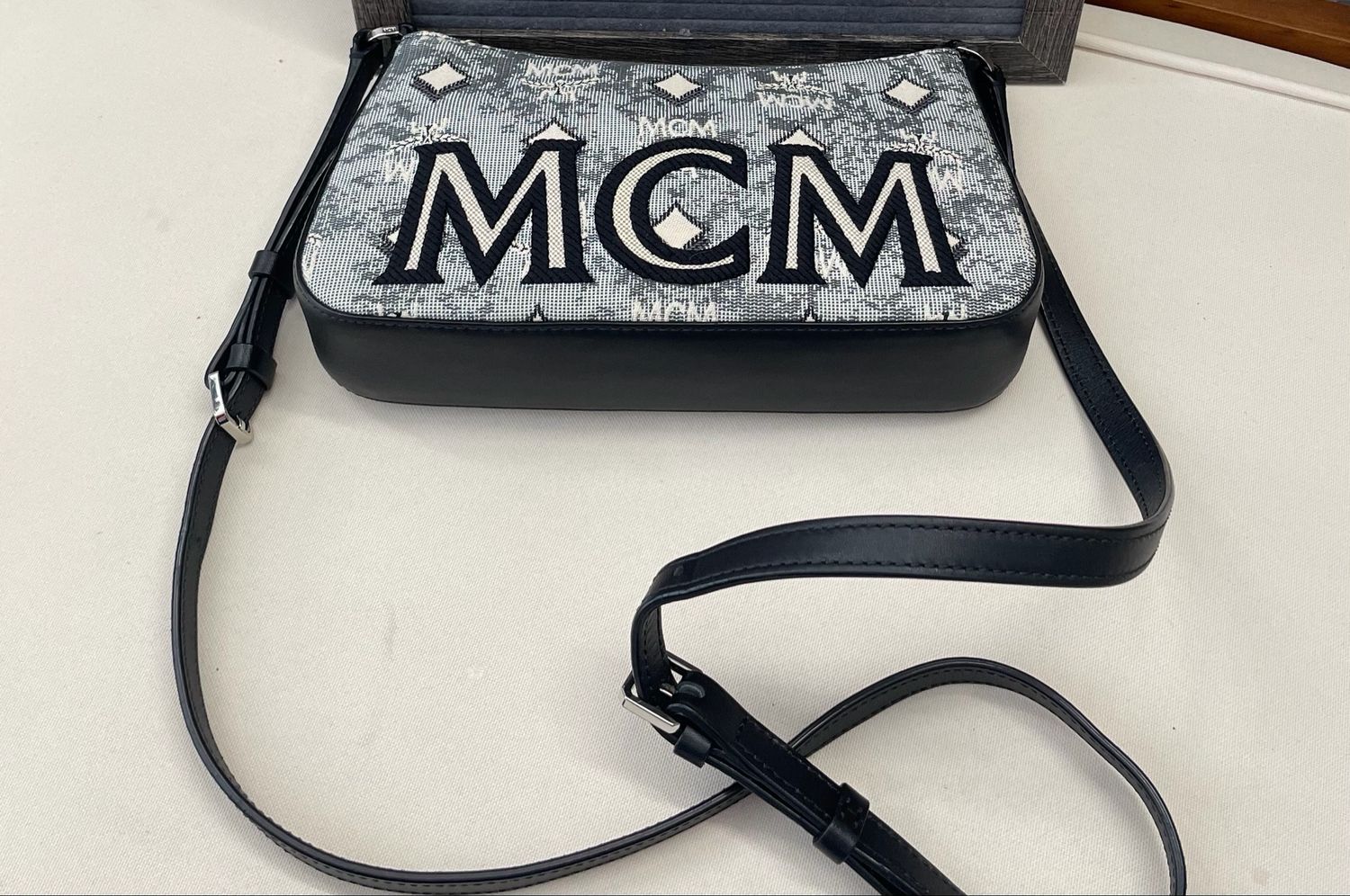 Mcm Jacquard Messenger Crossbody Sling Denim