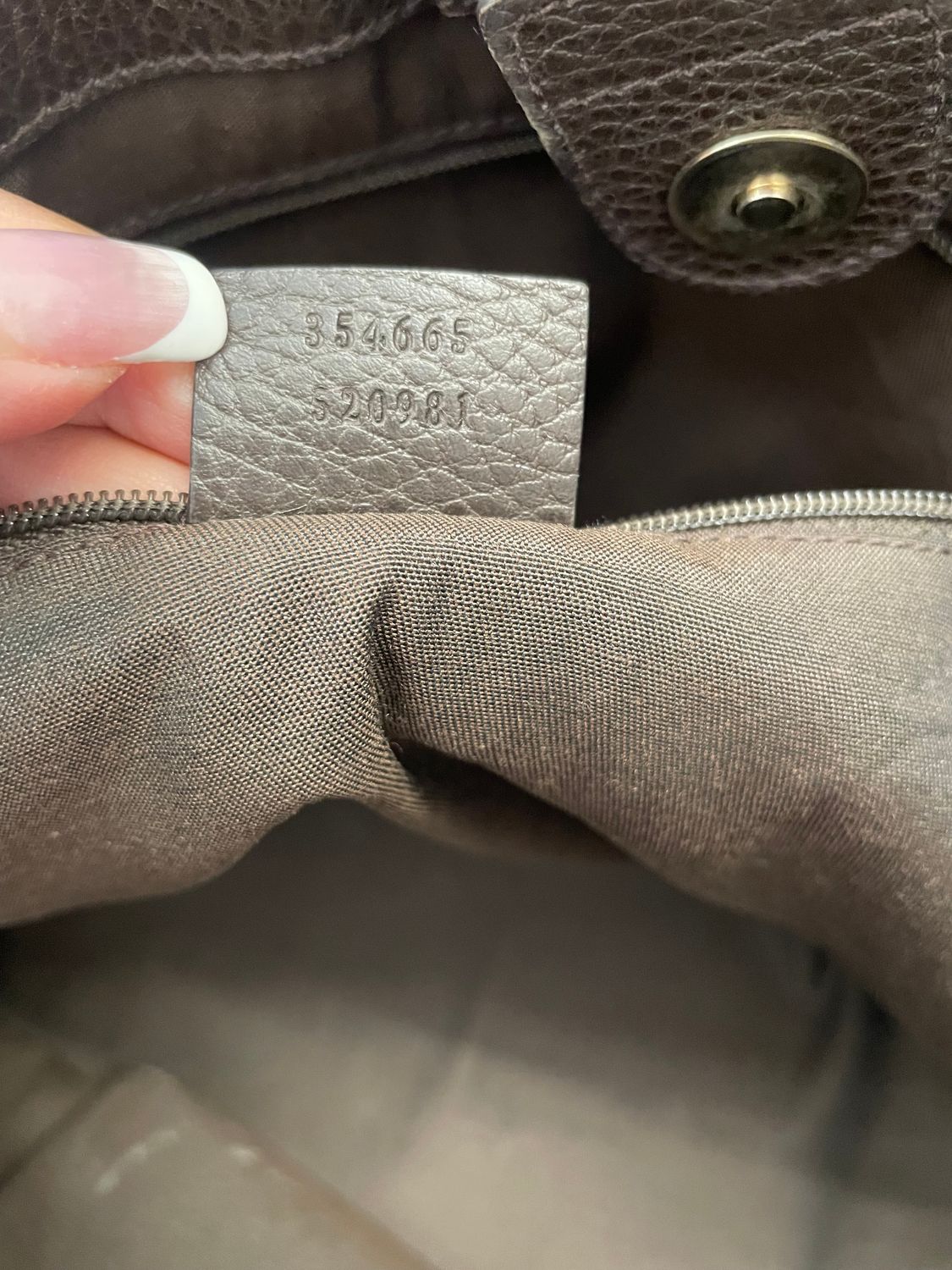 Gucci Calfskin Pebbled Bamboo Tassel Tote Shoulder in Dark Brown