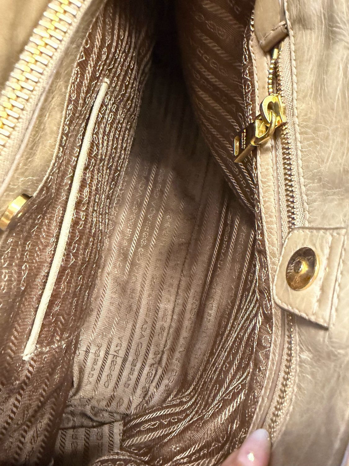 Prada Vitello Shine Messenger Crossbody Sling in Nude