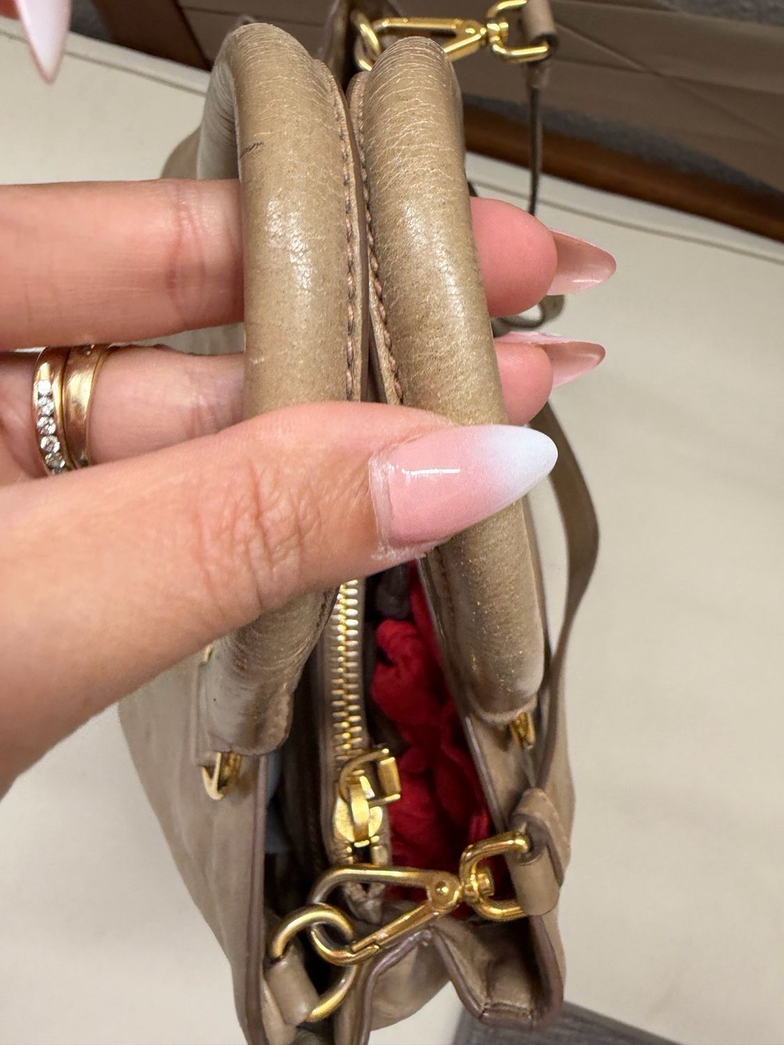 Prada Vitello Shine Messenger Crossbody Sling in Nude