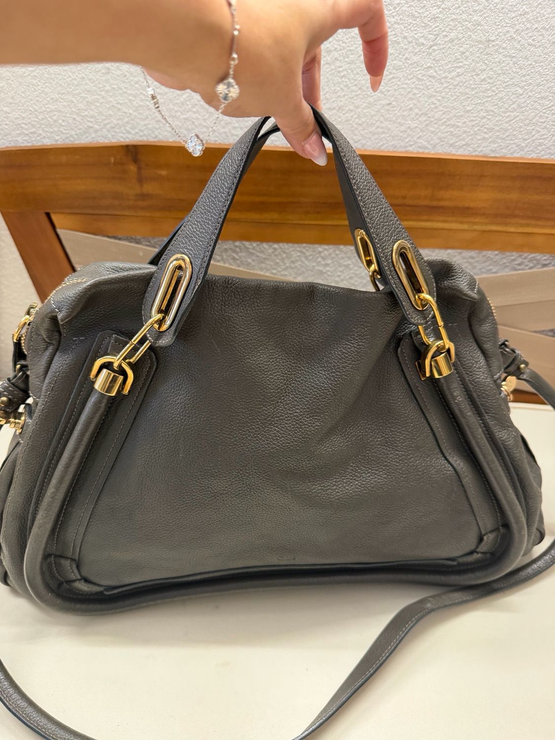 Chloe Paraty Large Pebbled Leather Crossbody Sling