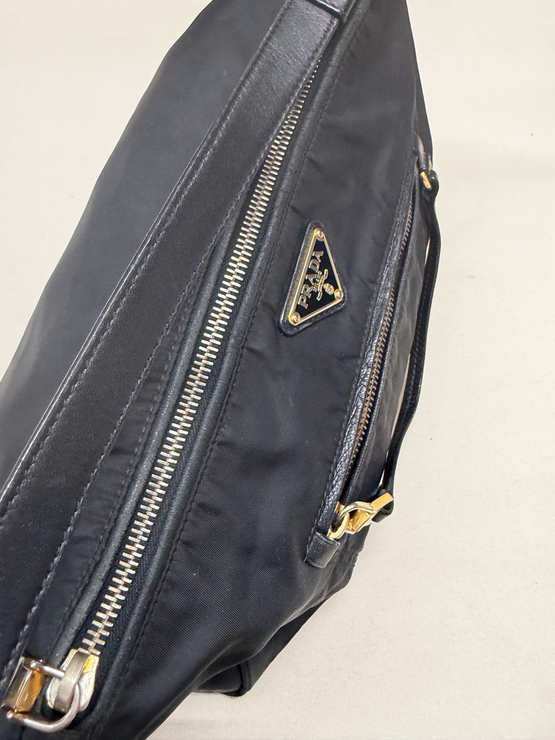 Prada Nylon Tessuto Hobo Shoulder Front Zipper