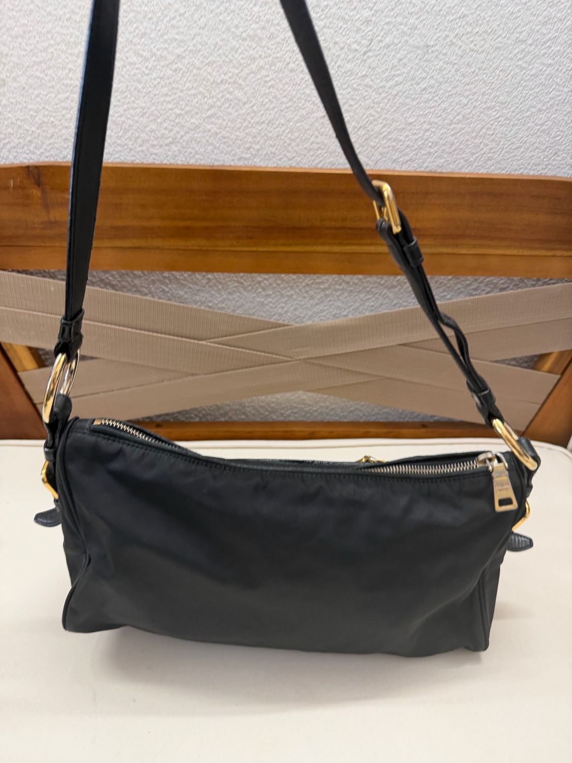 Prada Nylon Tessuto Hobo Shoulder Front Zipper