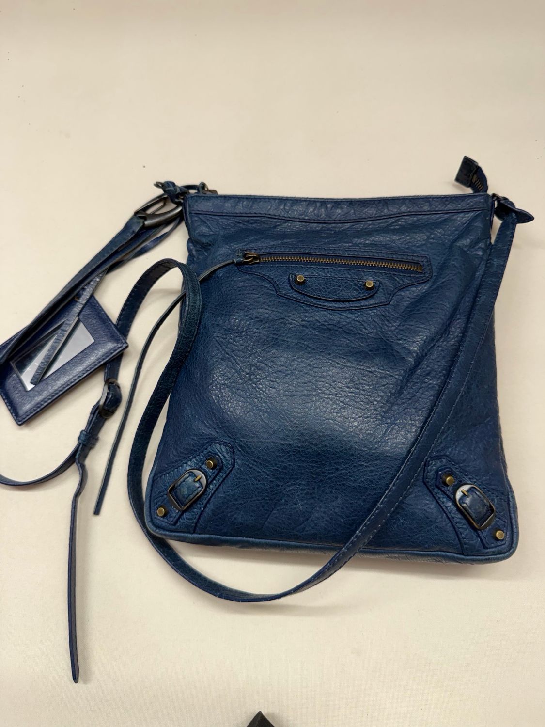 Balenciaga City Classic Flat Messenger in Navy