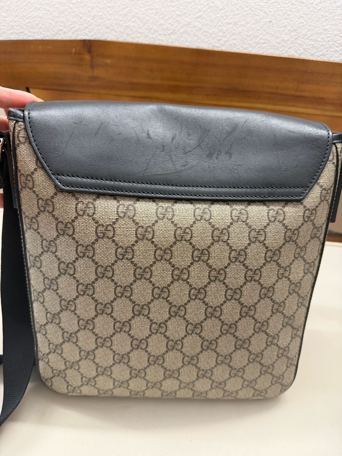Gucci Monogram Supreme Buckle Crossbody Messenger