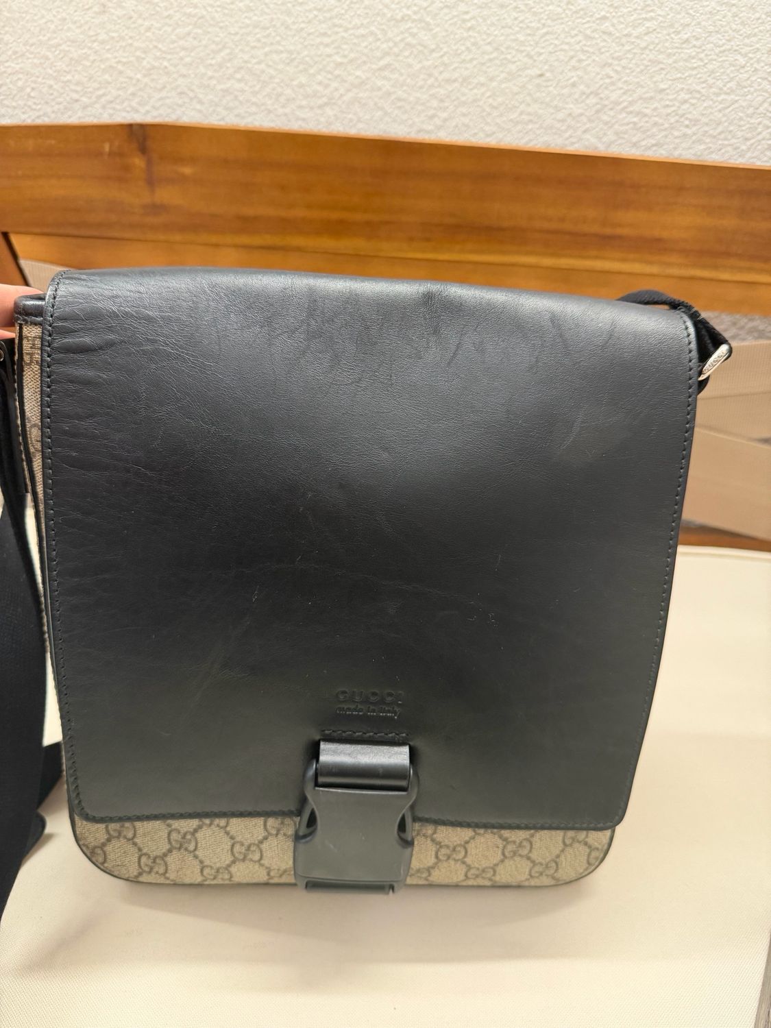 Gucci Monogram Supreme Buckle Crossbody Messenger