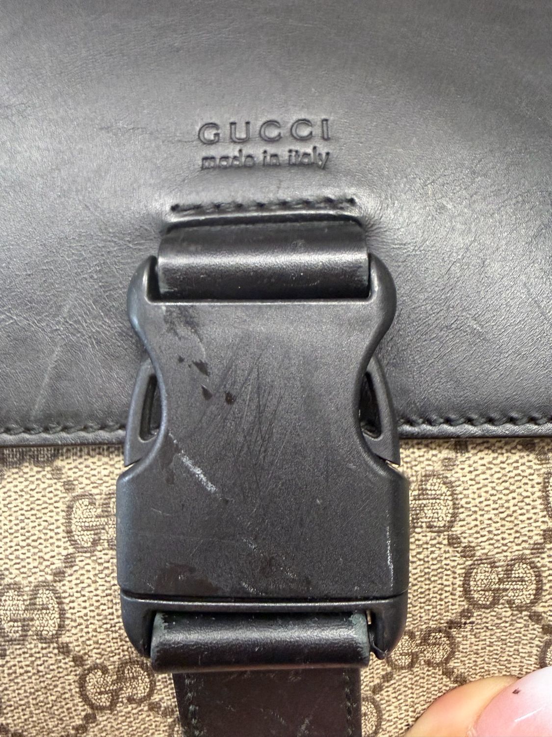 Gucci Monogram Supreme Buckle Crossbody Messenger