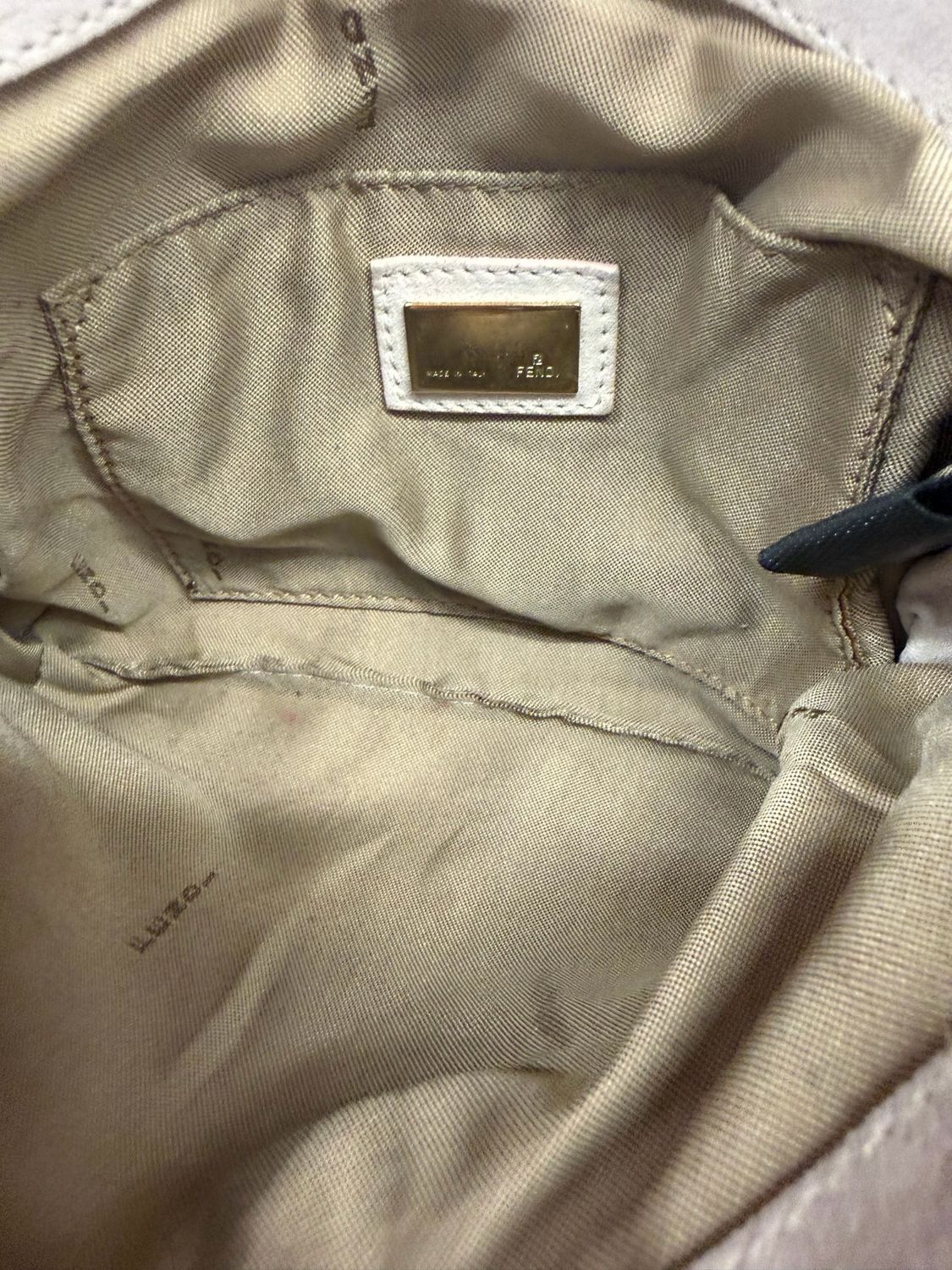 Fendi Zucchino Suede Flap Chain Strap Tote