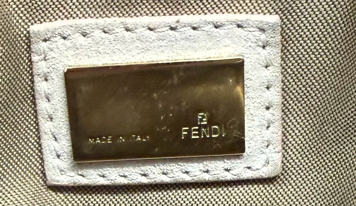 Fendi Zucchino Suede Flap Chain Strap Tote
