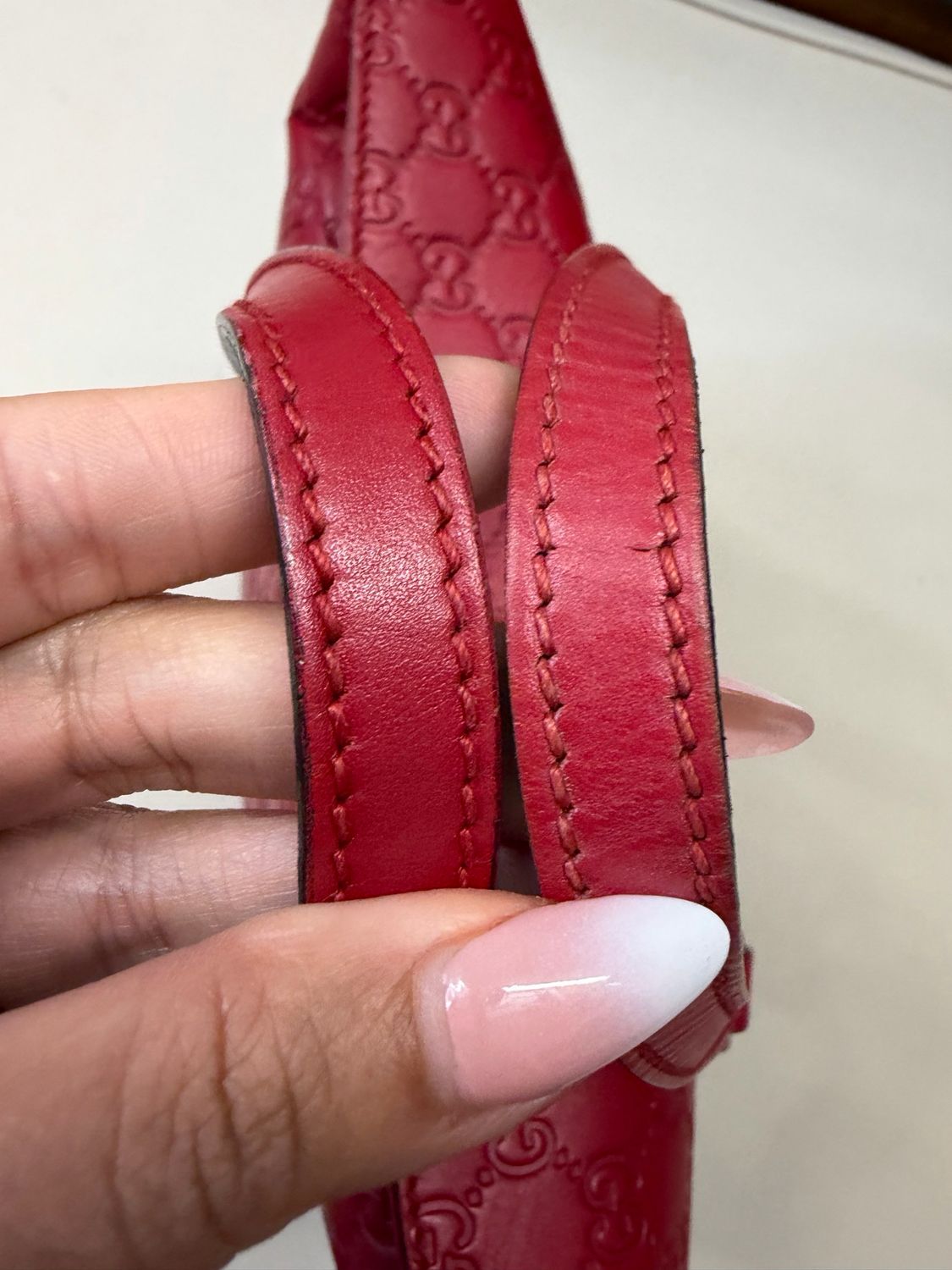 Gucci Monogram Leather Crossbody Sling Linnea Foldover in Red