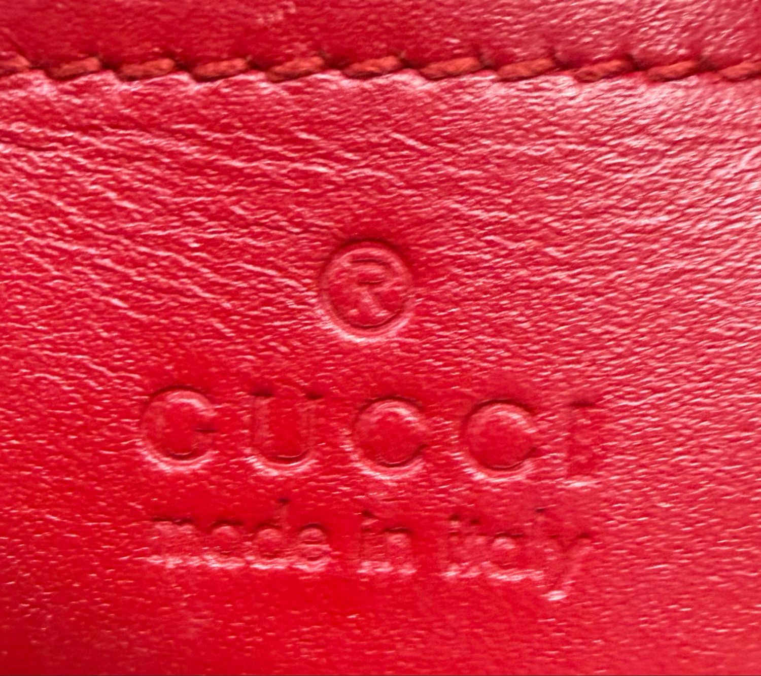 Gucci Monogram Leather Crossbody Sling Linnea Foldover in Red
