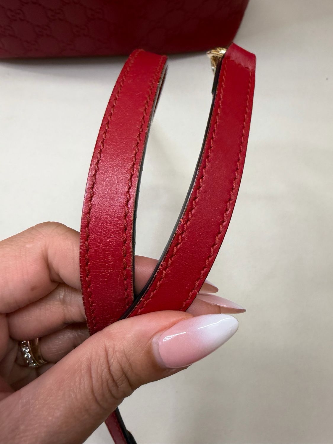 Gucci Monogram Leather Crossbody Sling Linnea Foldover in Red