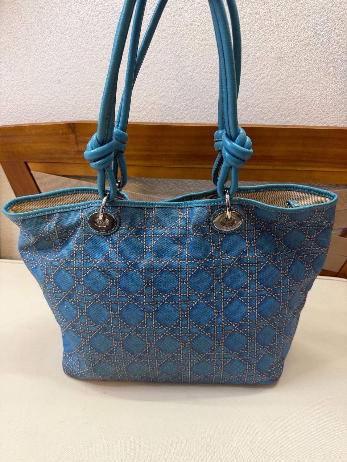 Christian Dior Cherie Tote Cannage in Blue
