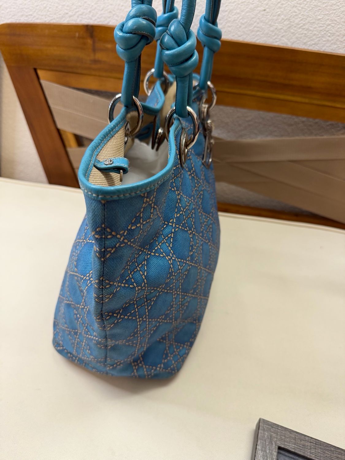 Christian Dior Cherie Tote Cannage in Blue