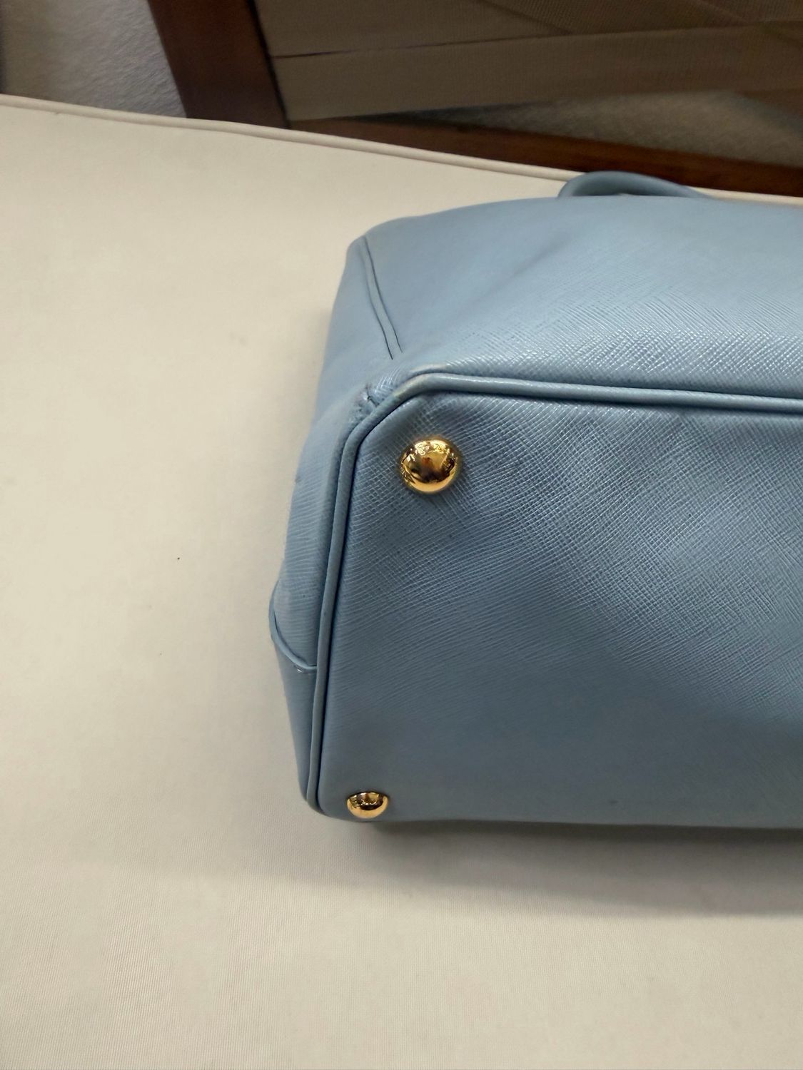 Prada Saffiano Lux Tote Top Handle Baby Blue