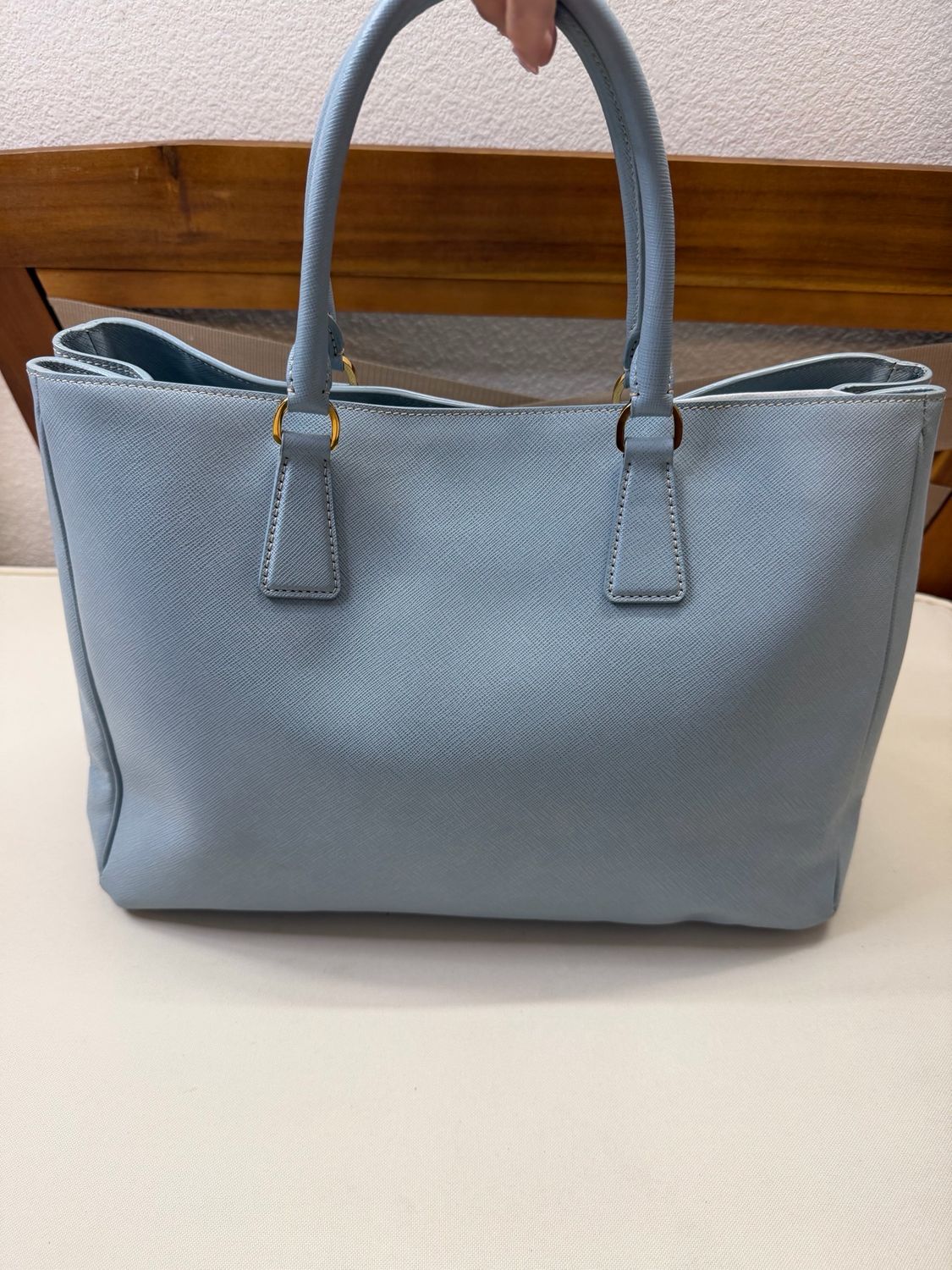 Prada Saffiano Lux Tote Top Handle Baby Blue