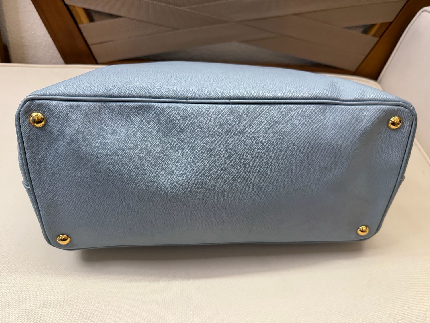 Prada Saffiano Lux Tote Top Handle Baby Blue