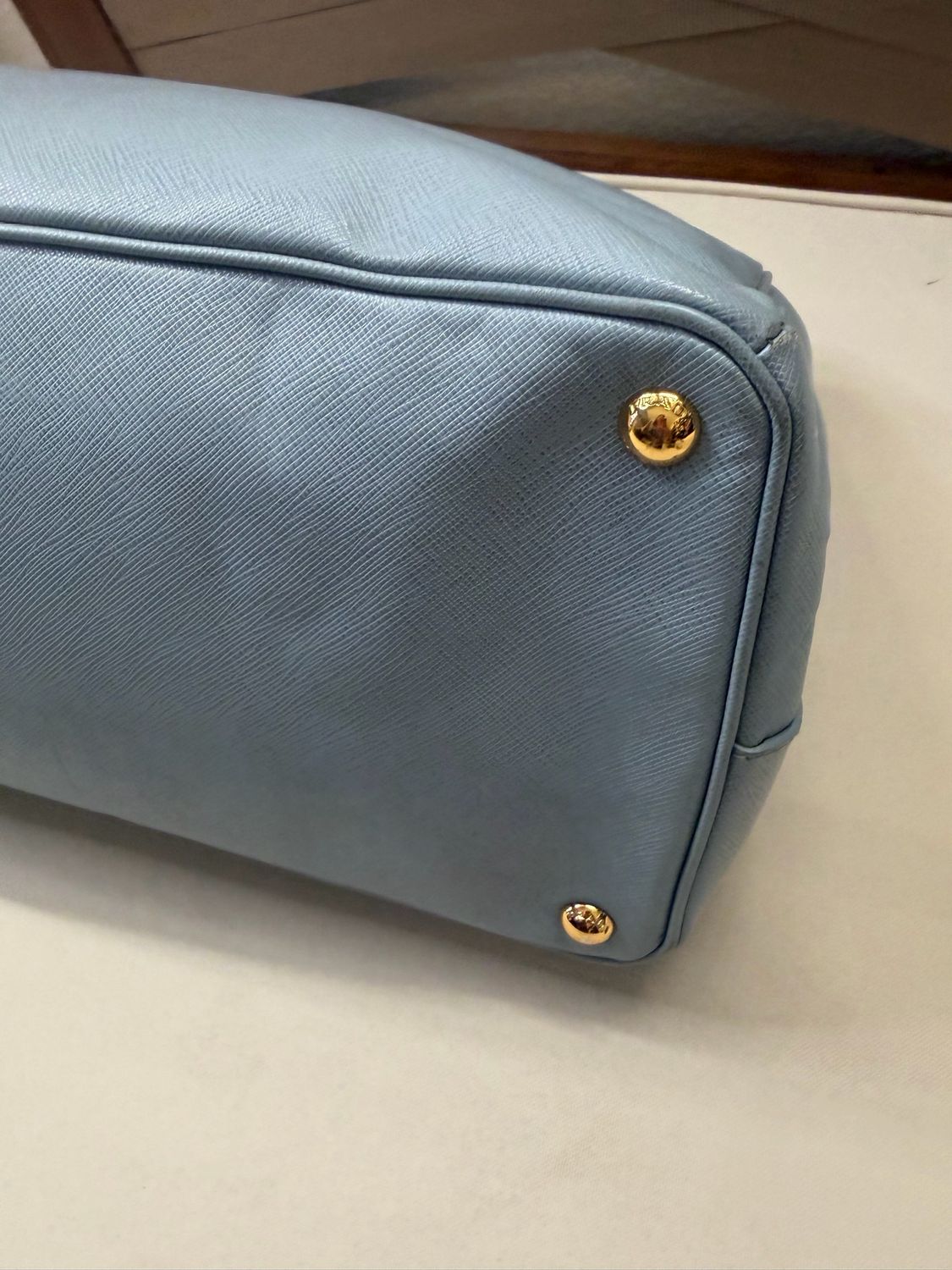 Prada Saffiano Lux Tote Top Handle Baby Blue