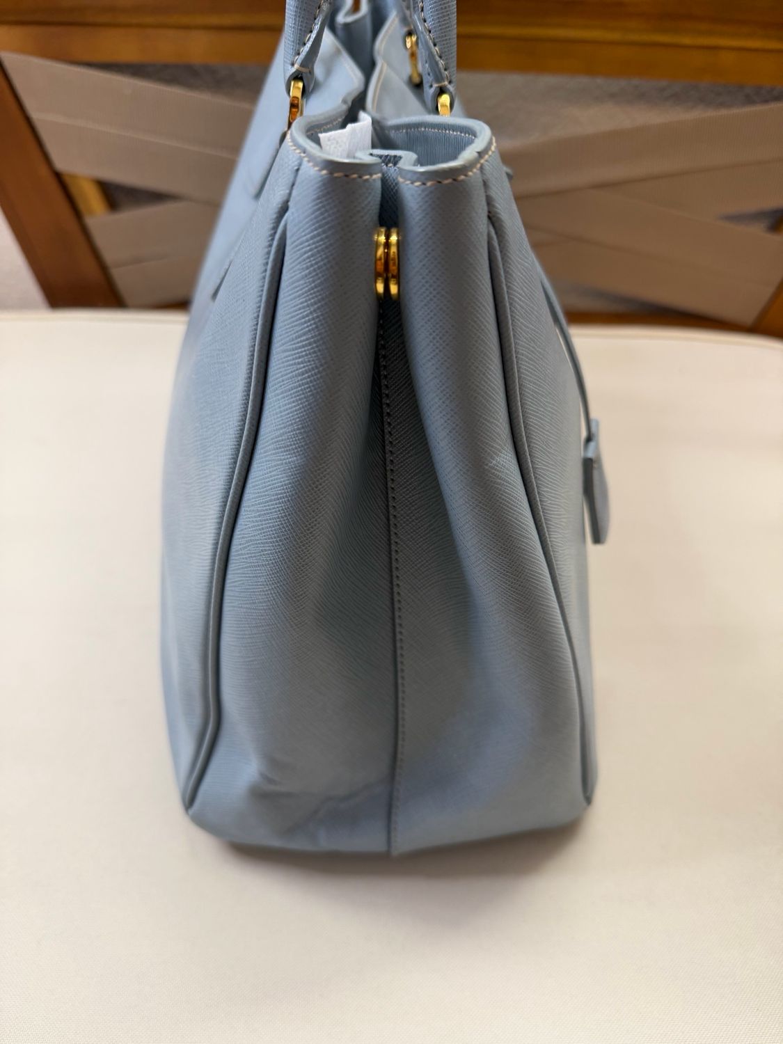 Prada Saffiano Lux Tote Top Handle Baby Blue