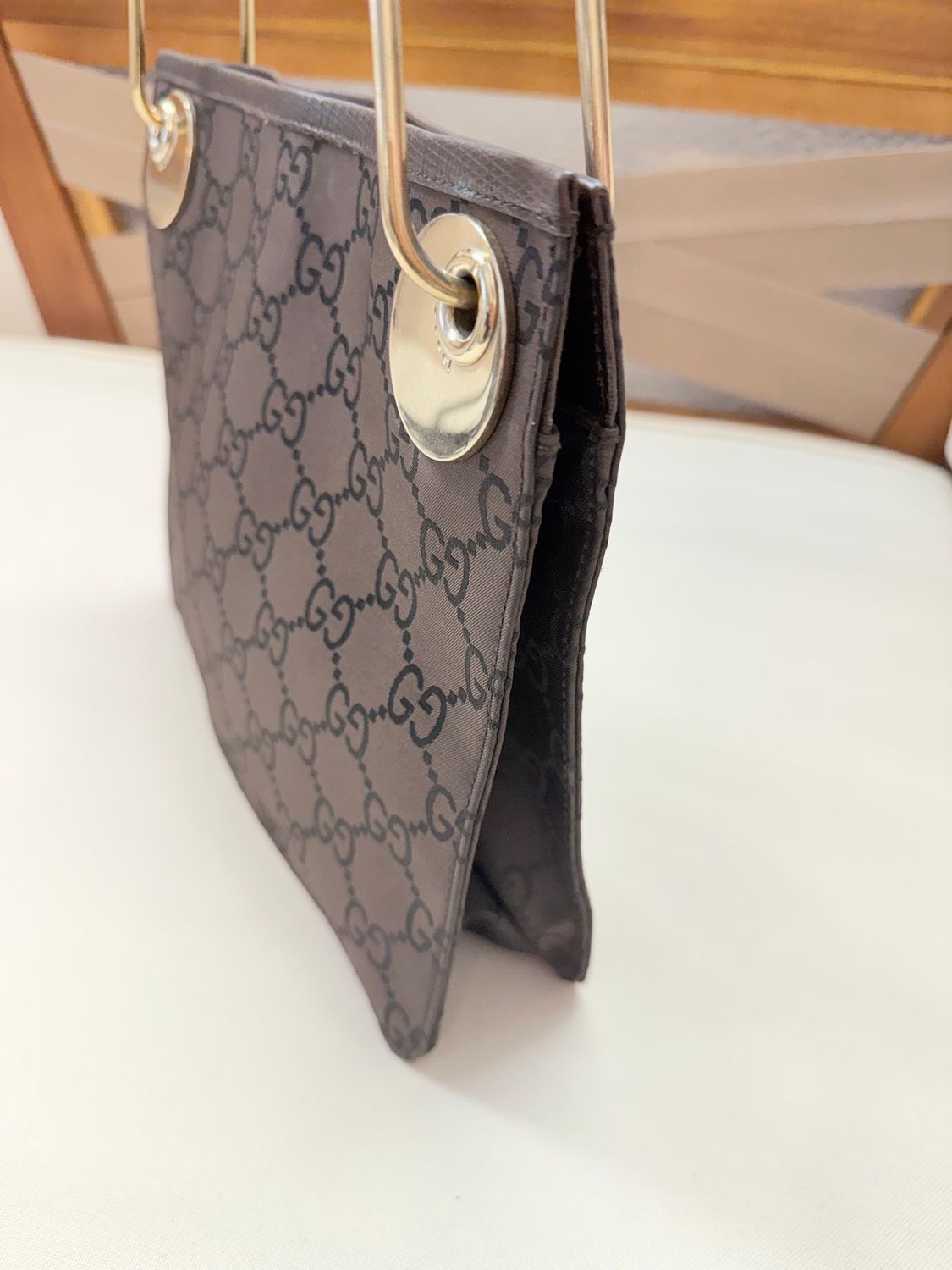 Gucci Monogram Nylon Eclipse Messenger Crossbody in Dark Brown