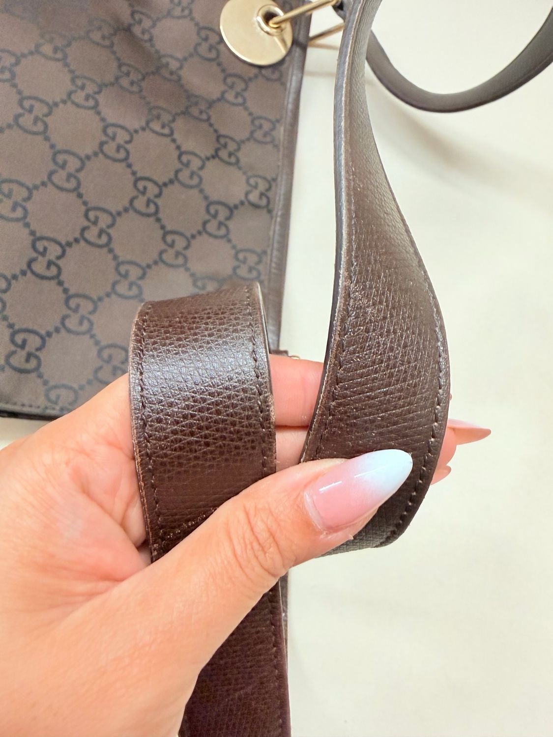 Gucci Monogram Nylon Eclipse Messenger Crossbody in Dark Brown