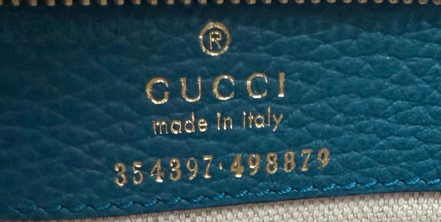 Gucci Pebbled Leather Swing Tote Large Shoulder Bag in Teal