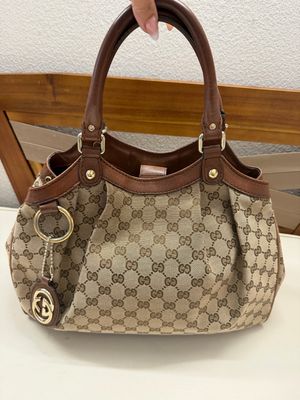 Gucci Monogram Canvas Sukey Medium Tote in Brown