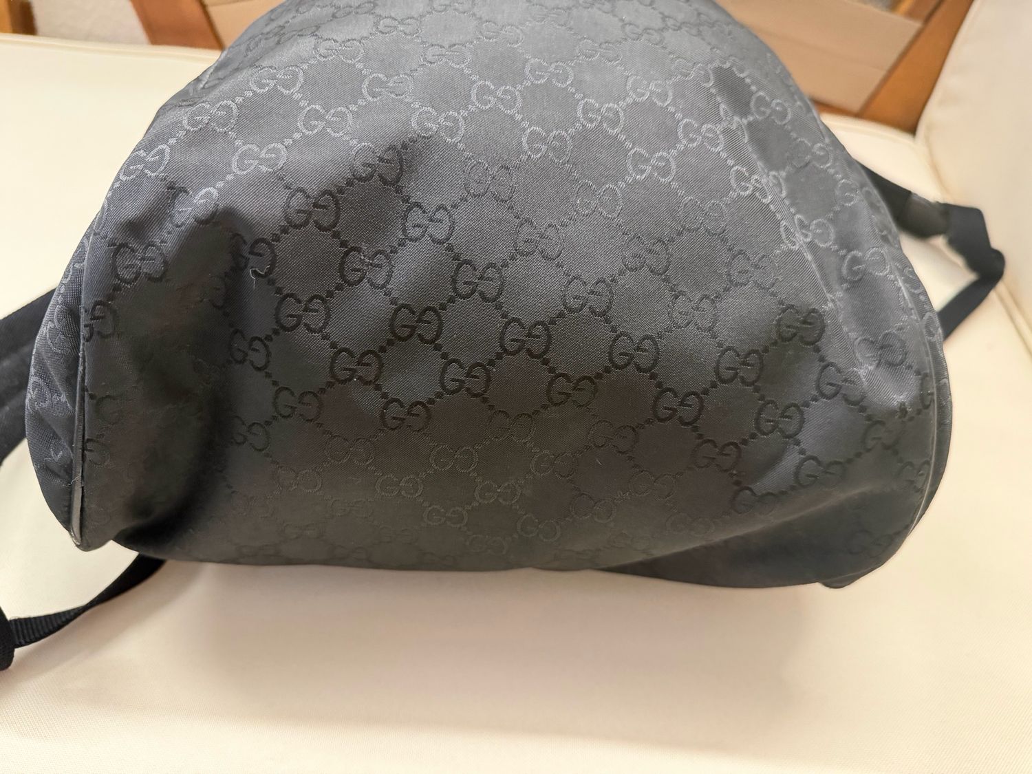 Gucci Monogram Nylon and Leather Rucksack Backpack in Black