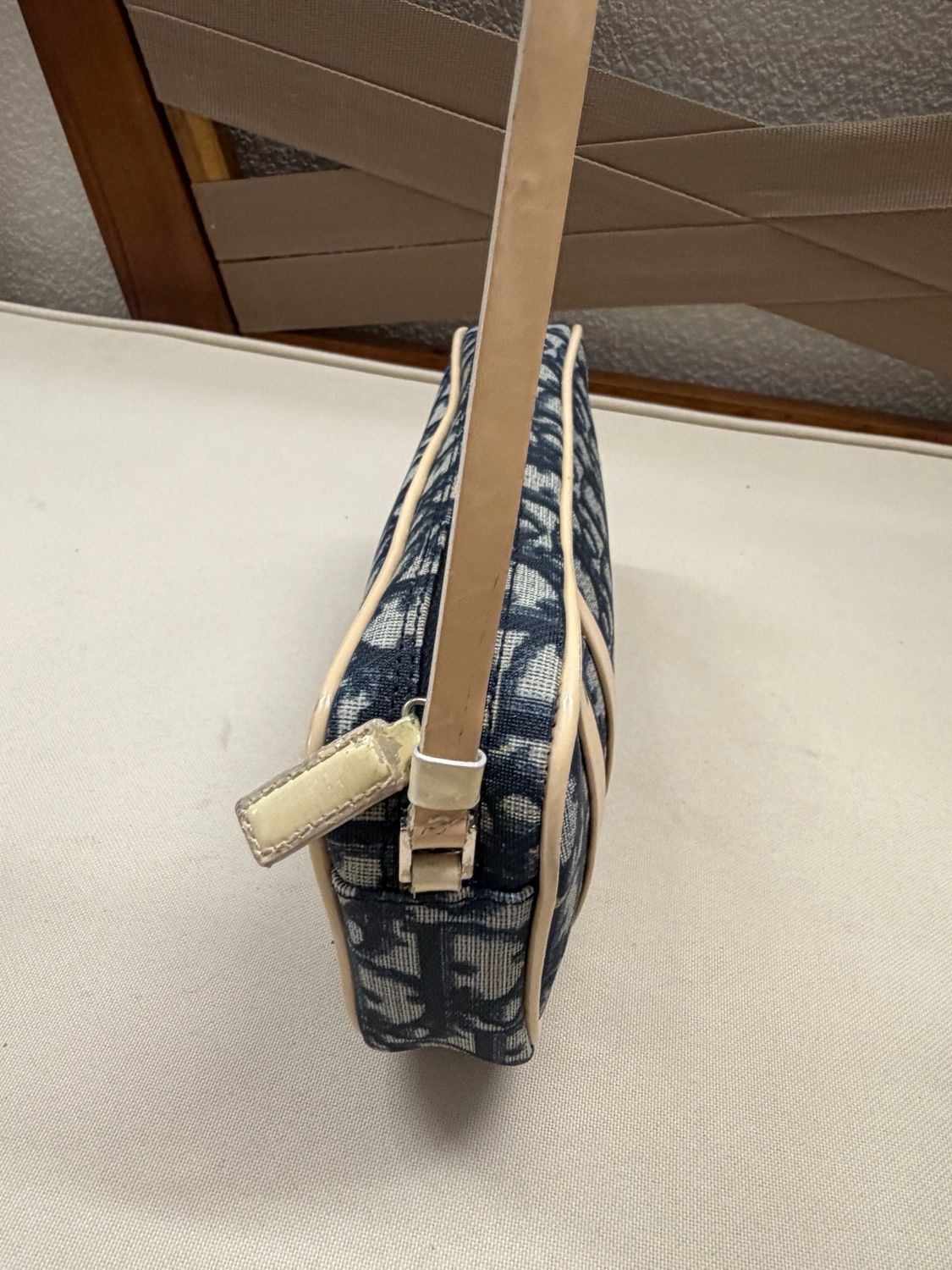 Christian Dior Oblique Trotter Hobo Shoulder Coated Canvas Bar in Navy Blue