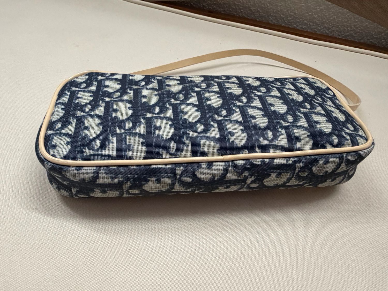 Christian Dior Oblique Trotter Hobo Shoulder Coated Canvas Bar in Navy Blue