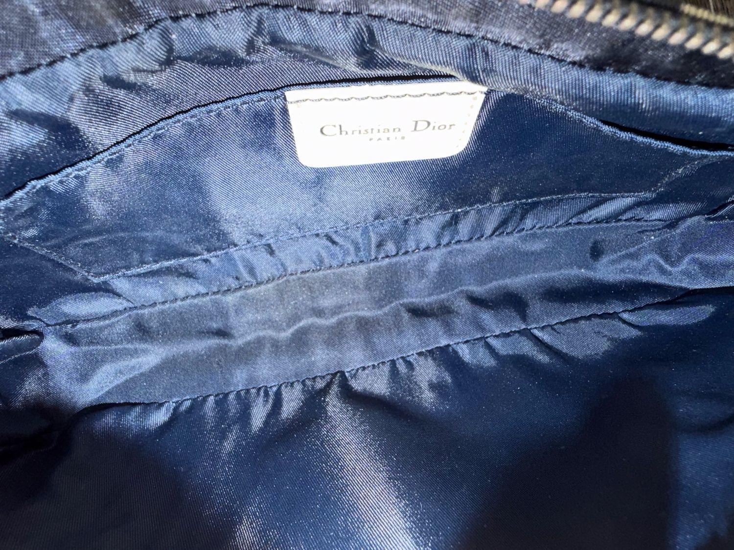 Christian Dior Oblique Trotter Hobo Shoulder Coated Canvas Bar in Navy Blue