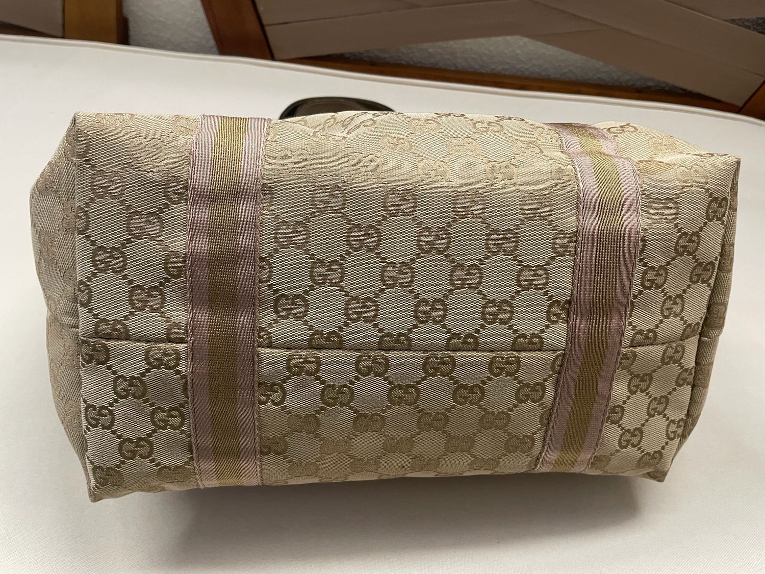 Gucci Monogram Canvas Joliceur Web Tote Shoulder Bag