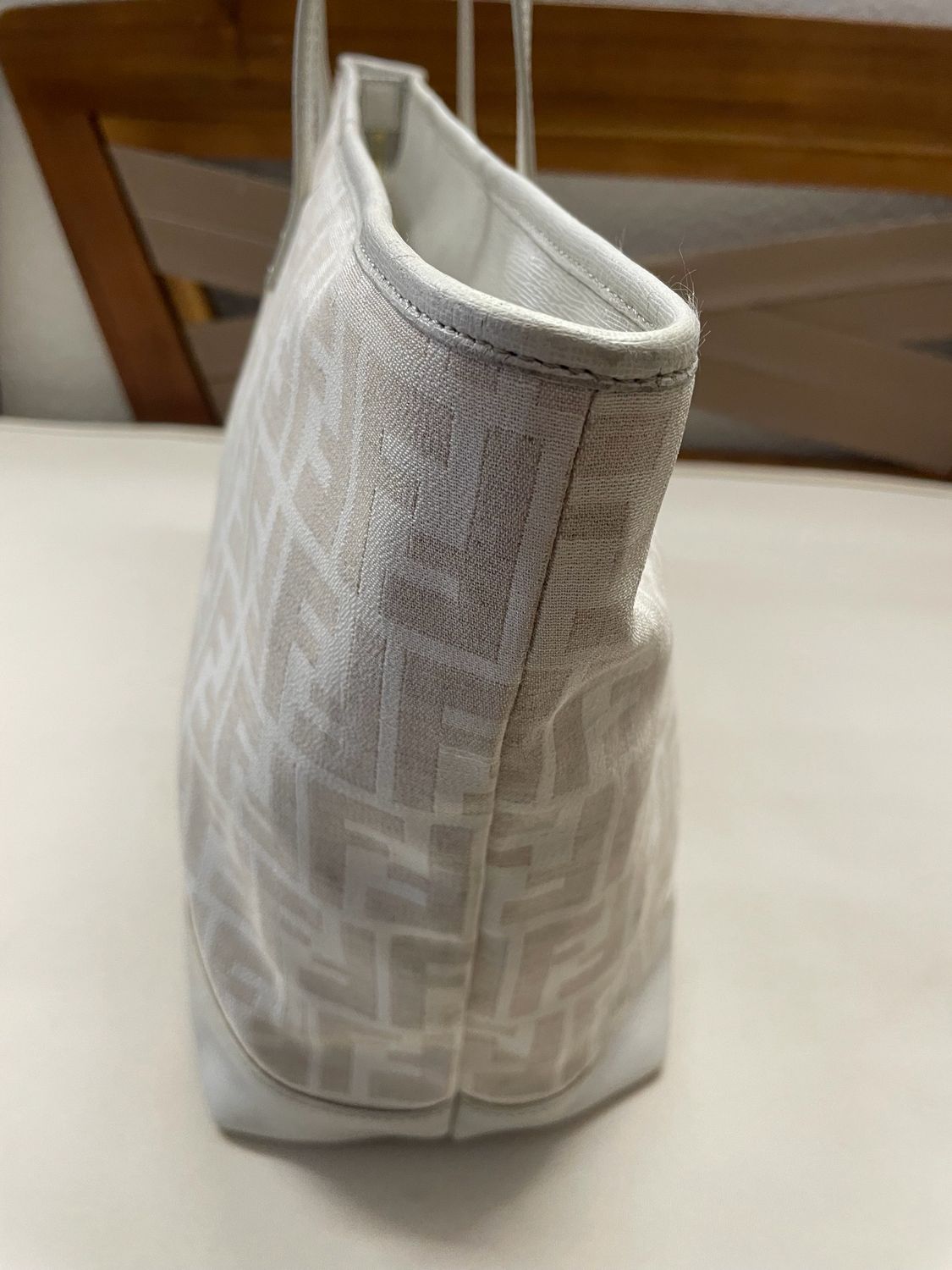 Fendi Zucca Roll Tote Metal Logo Shoulder Bag