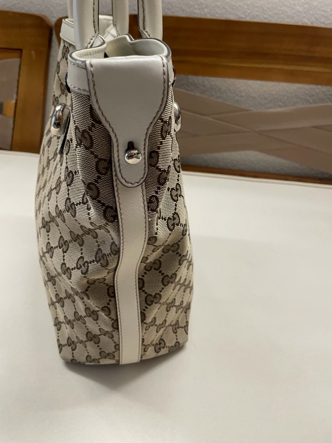 Gucci Monogram Canvas Match Ball Web Tote in Medium