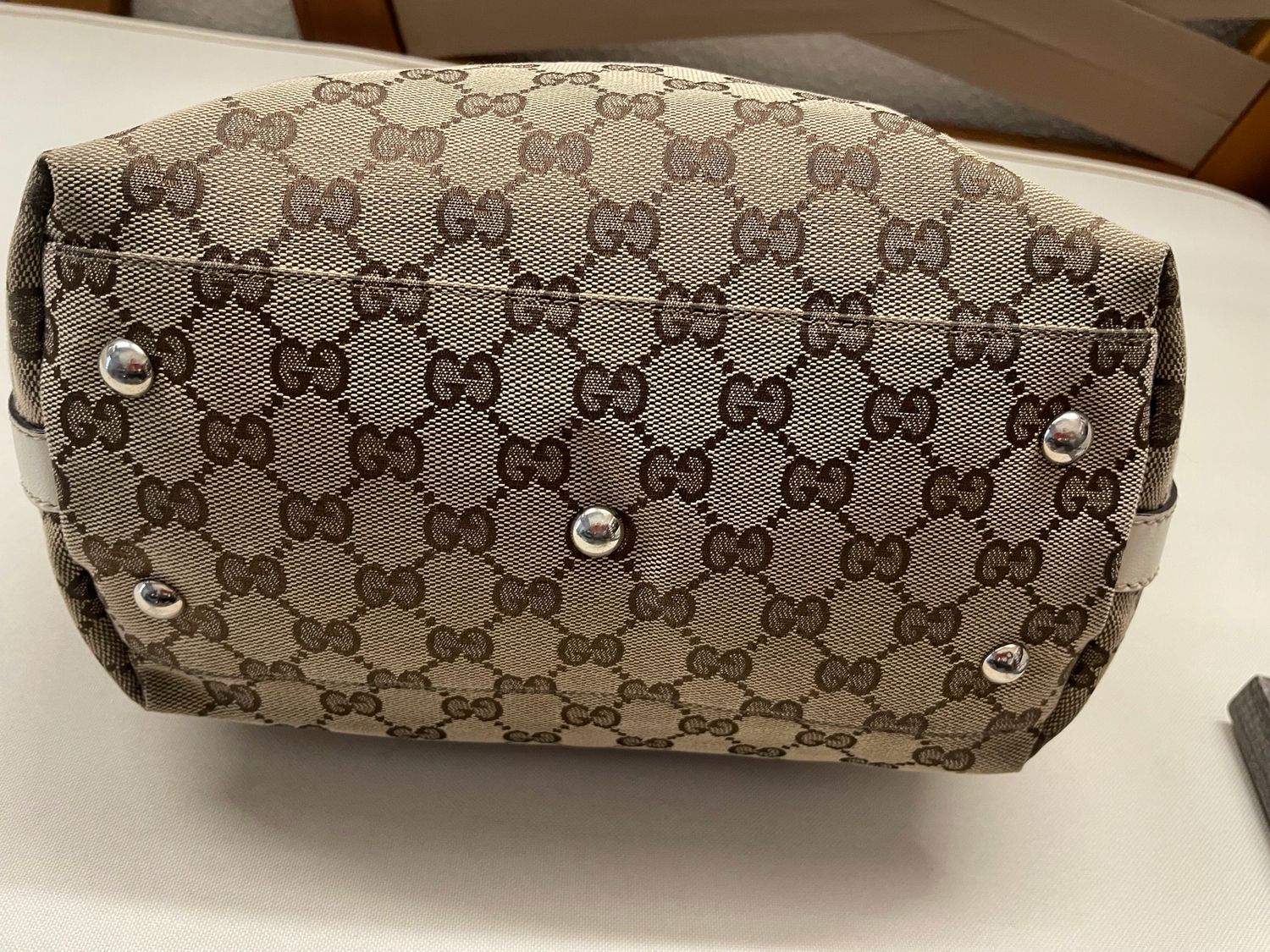 Gucci Monogram Canvas Match Ball Web Tote in Medium