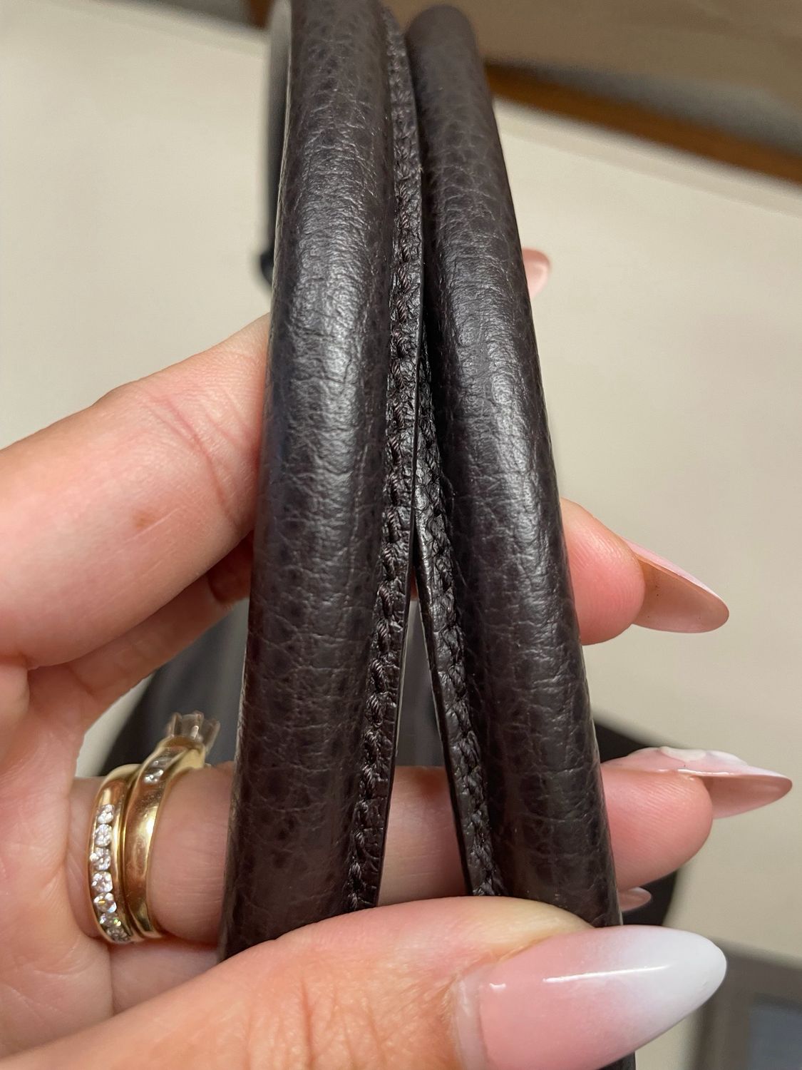 Gucci Monogram Canvas Denim Tote Abbey D Ring in Dark Brown