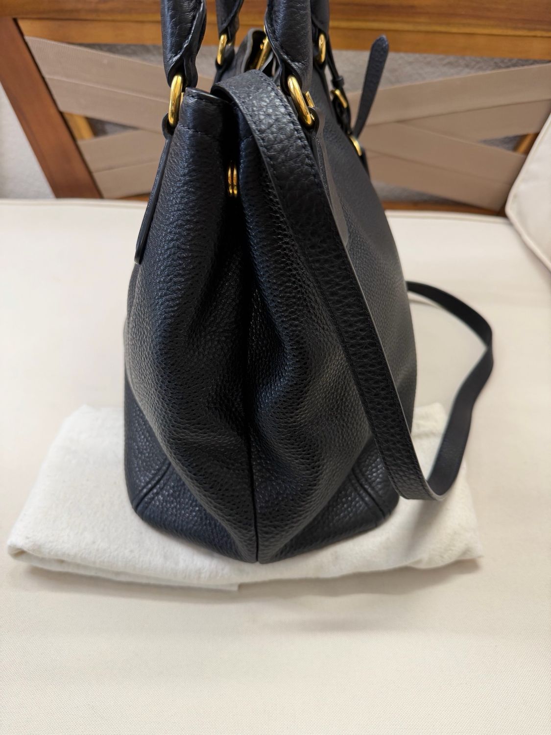 Prada Pebbled Leather Vitello Daino Crossbody Sling