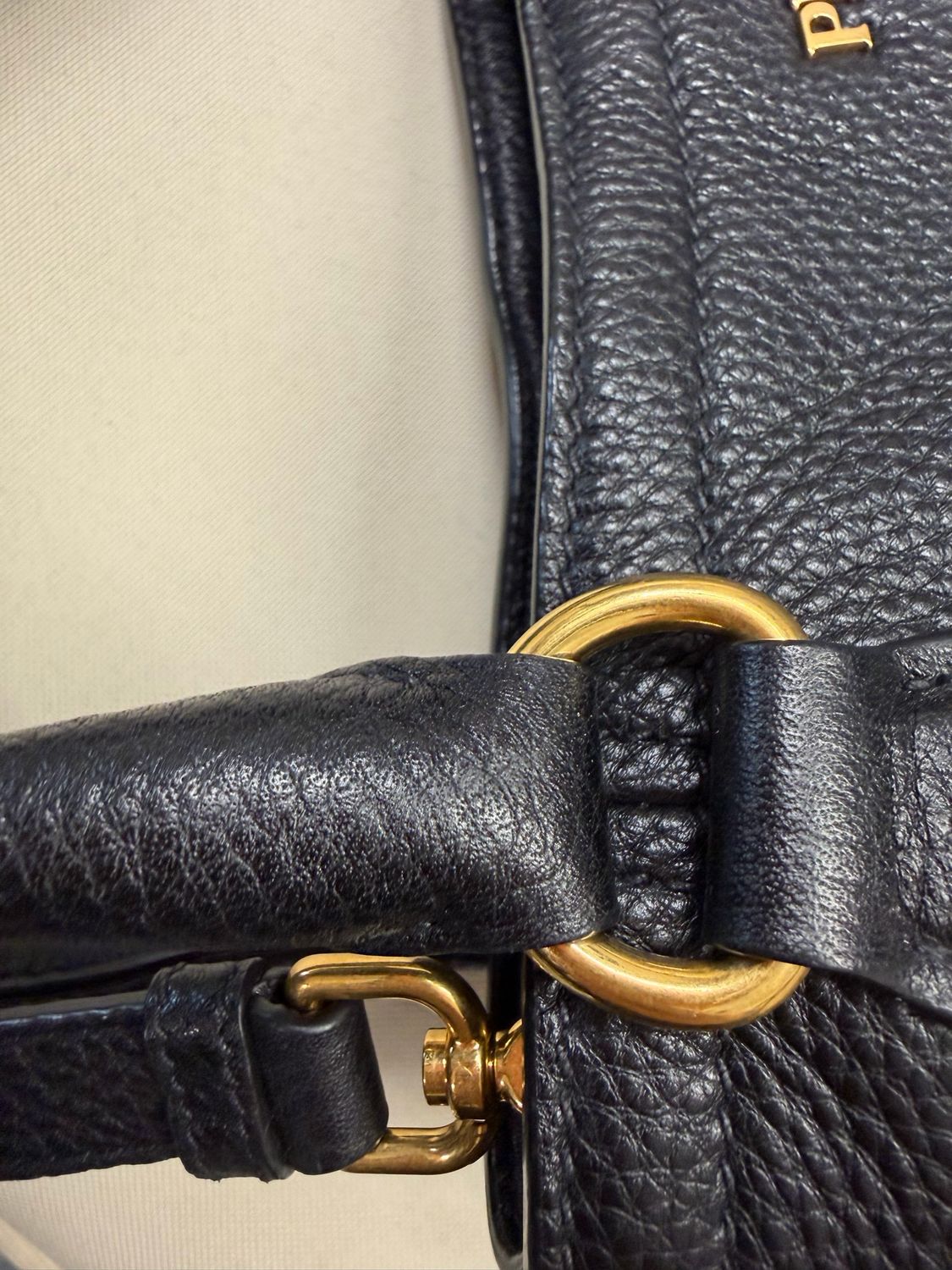 Prada Pebbled Leather Vitello Daino Crossbody Sling