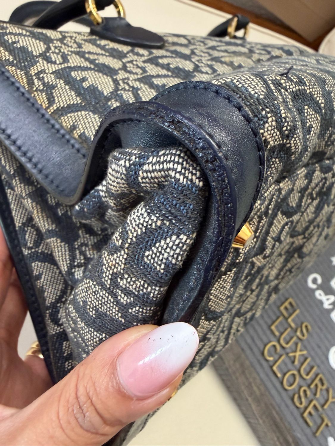 Christian Dior Oblique Trotter Double Pocket Canvas Diorissimo in Navy Blue