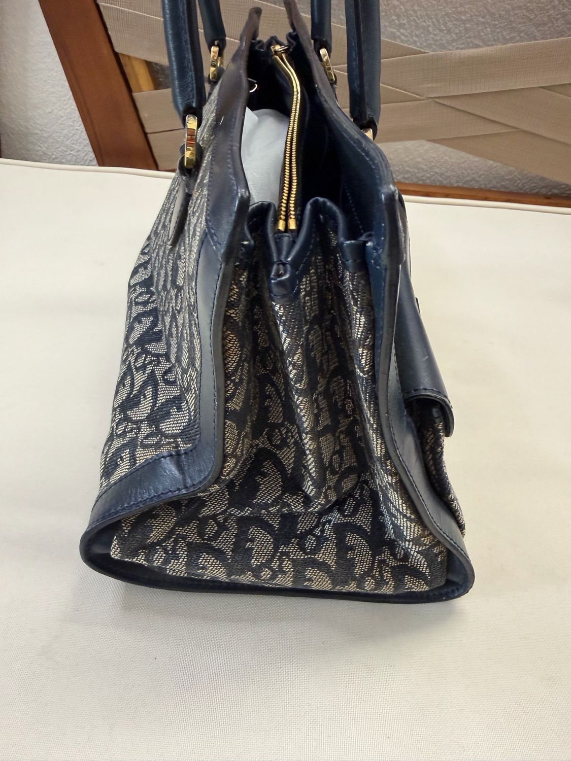 Christian Dior Oblique Trotter Double Pocket Canvas Diorissimo in Navy Blue