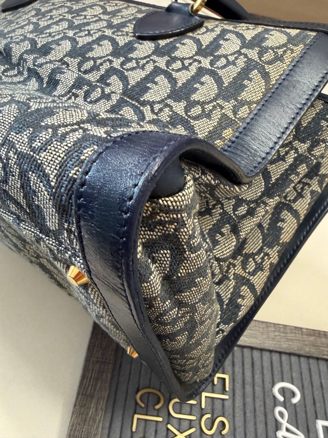 Christian Dior Oblique Trotter Double Pocket Canvas Diorissimo in Navy Blue