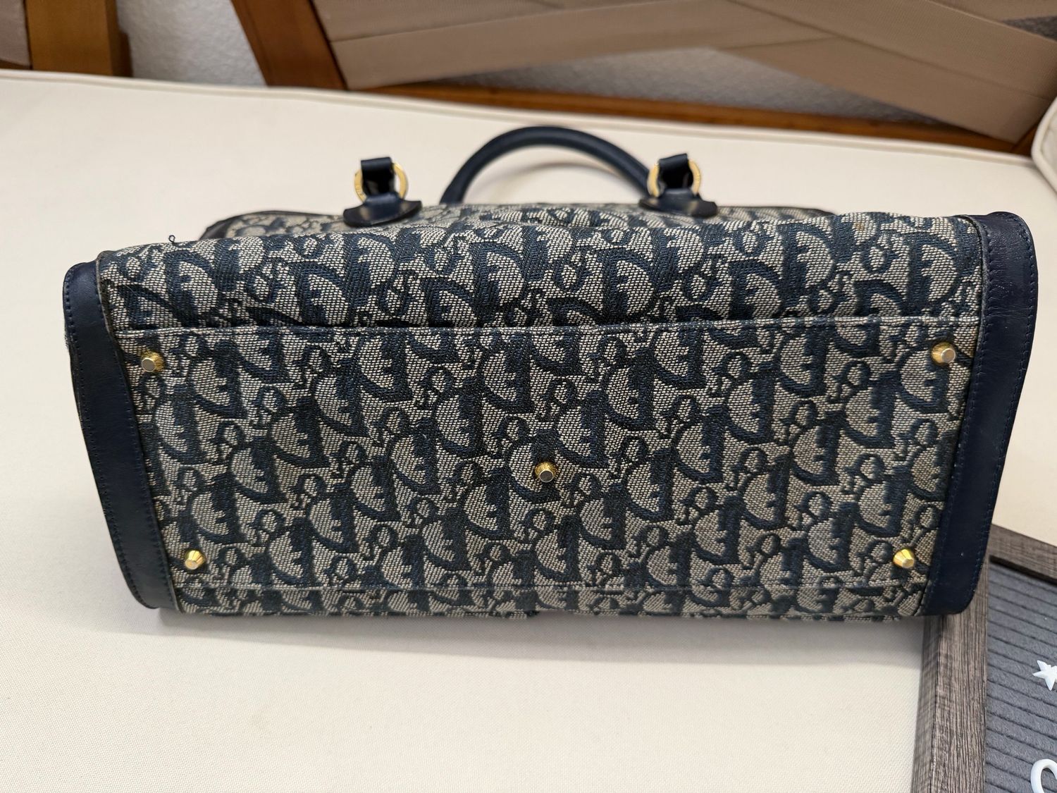 Christian Dior Oblique Trotter Double Pocket Canvas Diorissimo in Navy Blue