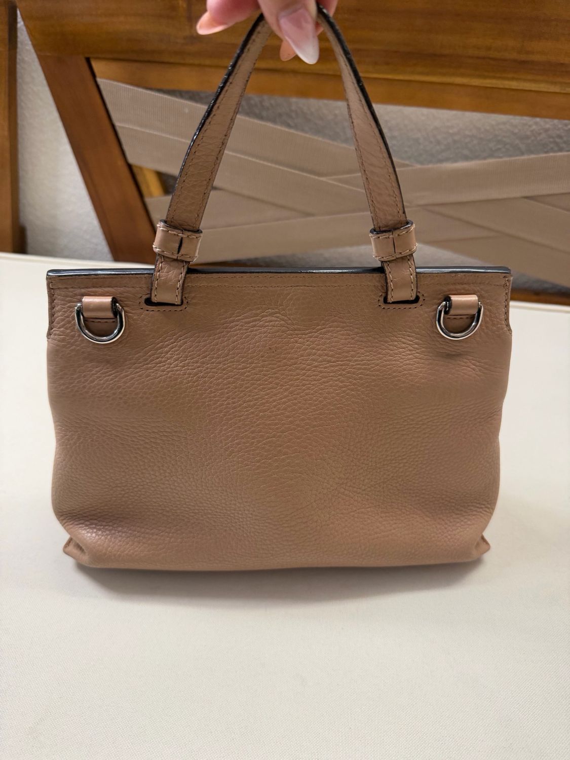 Gucci Pebbled Leather Daily Top Handle Bamboo