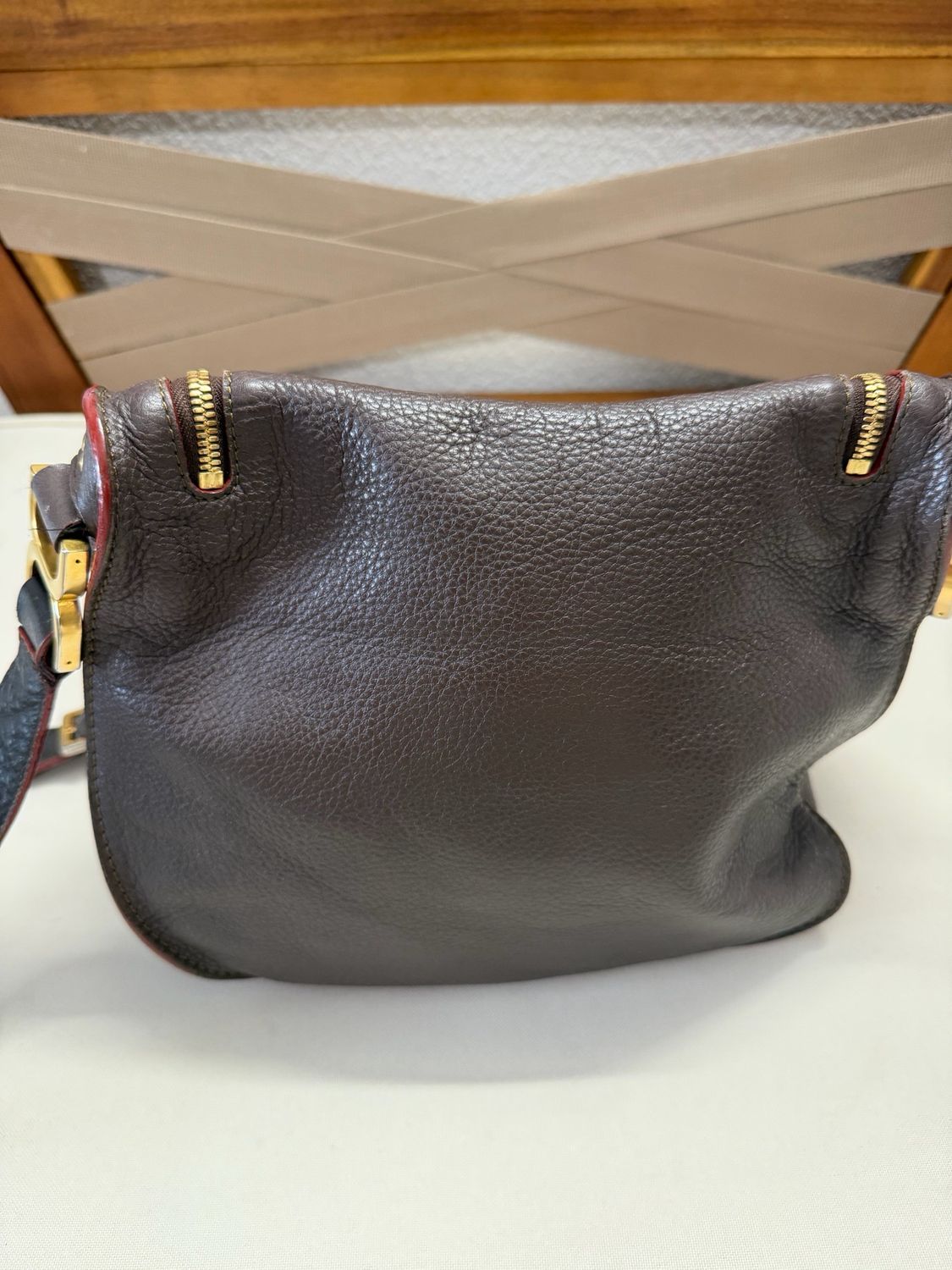 Chloe Pebbled Leather Saddle Marcie Medium Messenger Crossbody