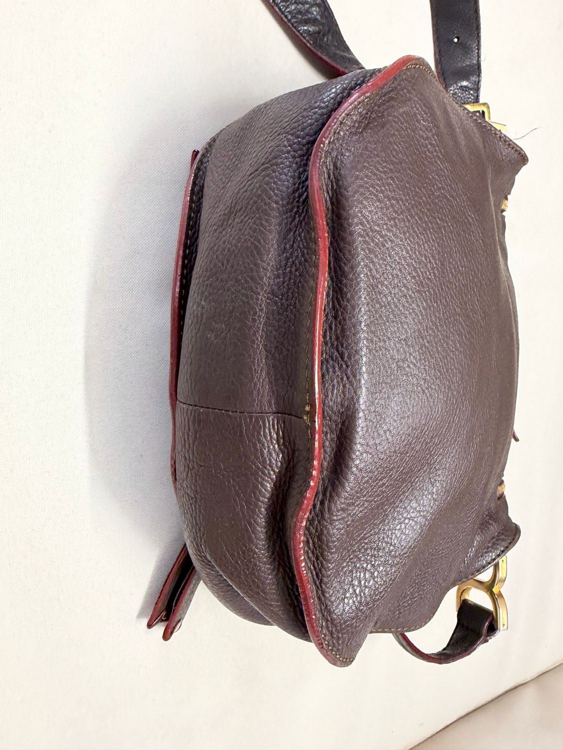 Chloe Pebbled Leather Saddle Marcie Medium Messenger Crossbody