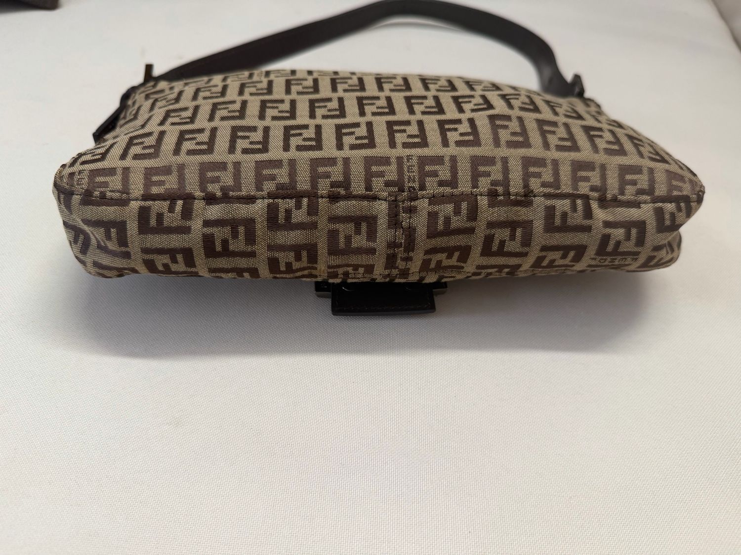 Fendi Zucca Baguette Brown Hobo Flap in Brown