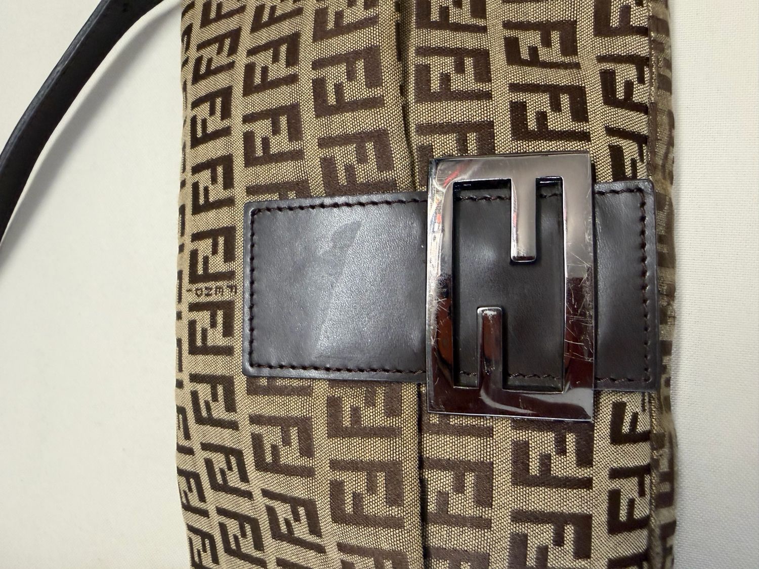 Fendi Zucca Baguette Brown Hobo Flap in Brown