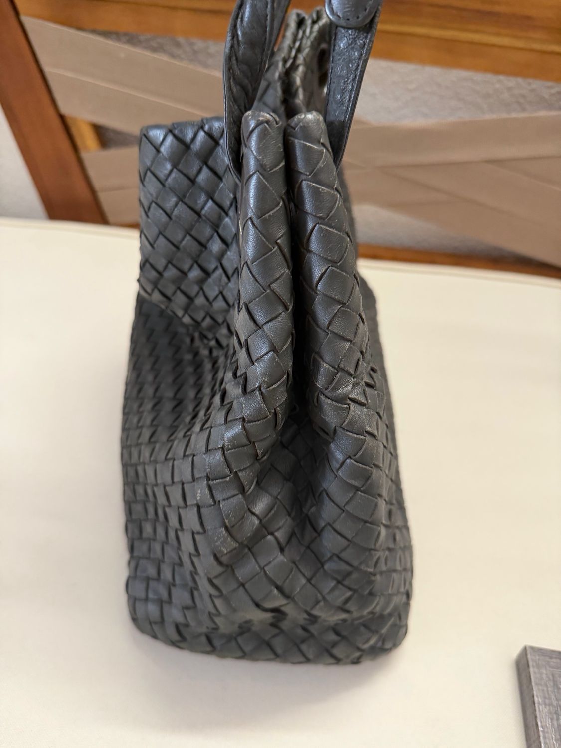 Bottega Venneta Intreciatto Tote Garda Shoulder Bag in Gray