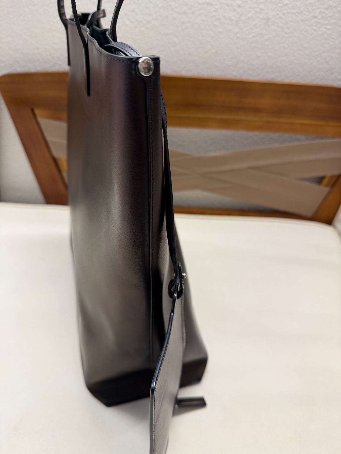 Yves Saint Laurent Shopper Open Tote Perforated Shoulder Bag