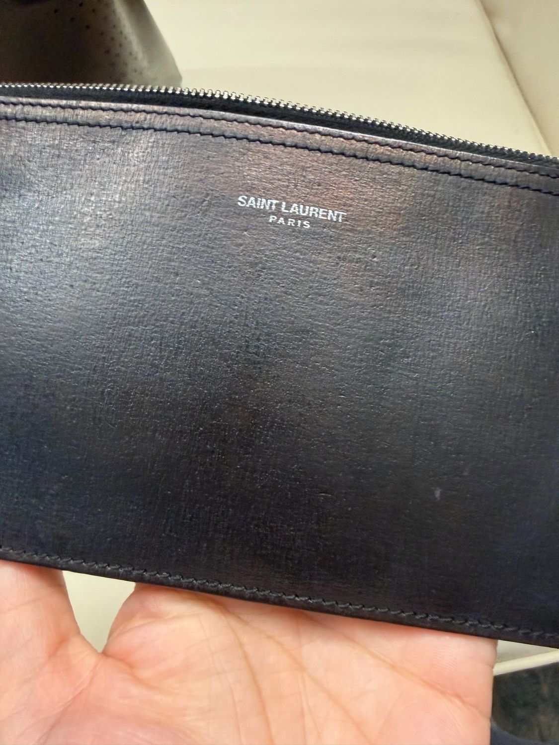 Yves Saint Laurent Shopper Open Tote Perforated Shoulder Bag